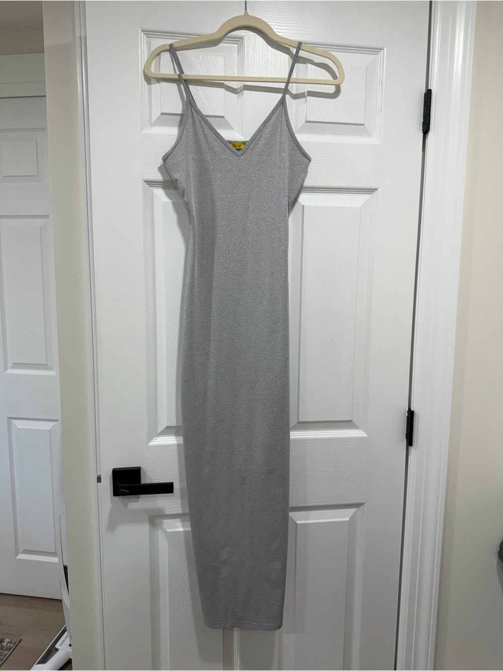 Daisy Silver Slip Maxi Dress with Spaghetti Straps